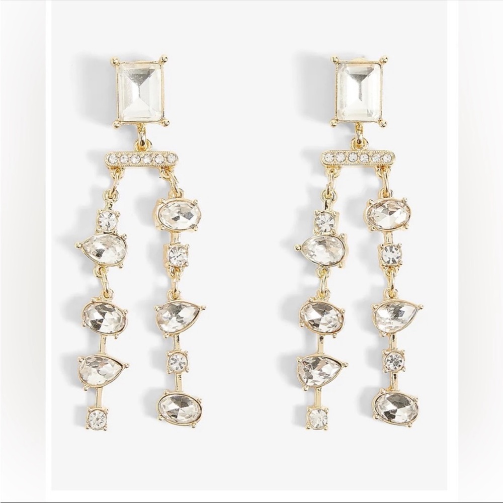Express Crystal embellished double drop earring